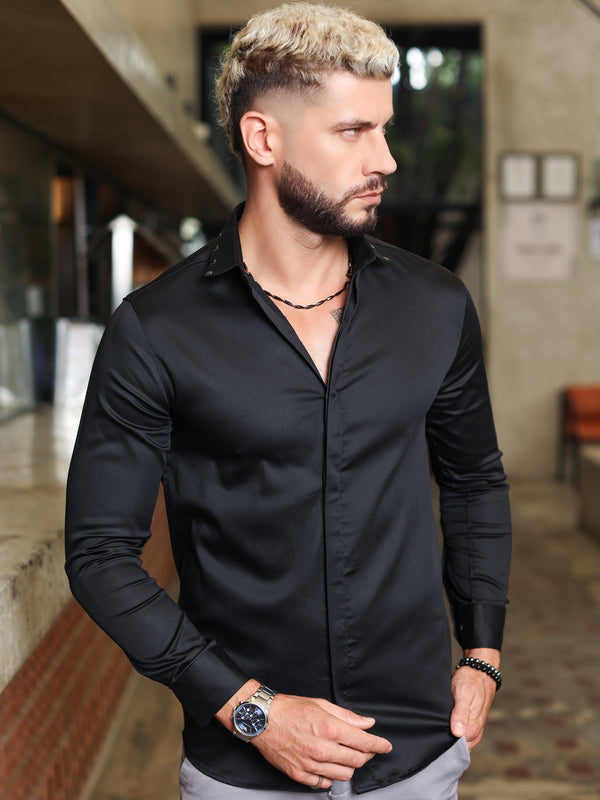 Collar Studded Black shirt
