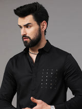 Studded Pocket Black Shirt